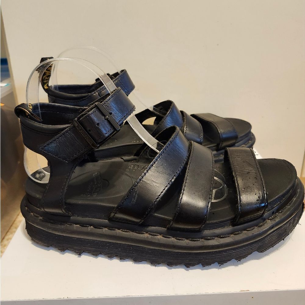 Doc Dr. Martens "Blaire" Black Leather Platform Strappy Sandals Sz.8/39 Ret.$140 - Picture 4 of 12